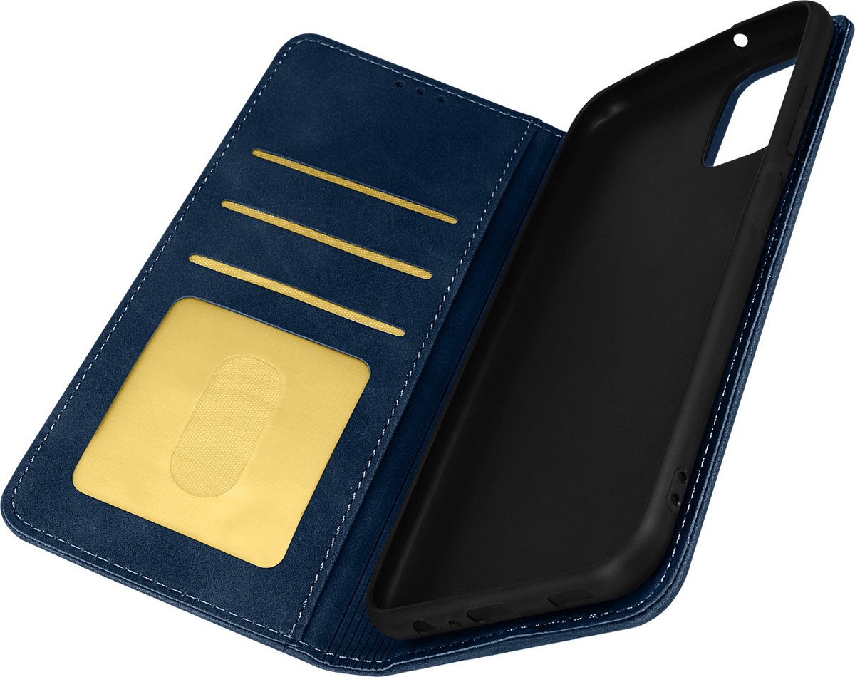 Avizar Foliohoes Geschikt voor Galaxy A03s Silky Touch en video-ondersteuning, Blauw