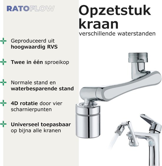 1080° Roterende Kraan Opzetstuk - Je gezicht wassen was nog nooit zo m
