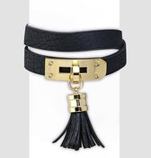 Montebello Armband Sassie Black - PU Leer - Kwastje - 13mm - 19cm