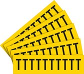 Letter stickers alfabet met laminaat - 5 x 10 stuks - geel zwart Letter T teksthoogte 40 mm