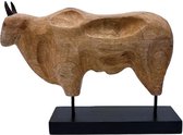 Beeld - hout beeld - stier op standaard - by Mooss - breed 46 cm