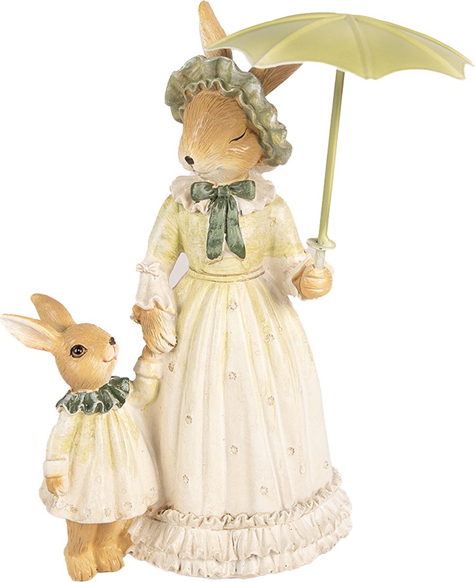 Beeld Konijn 21 cm Bruin Groen Polyresin