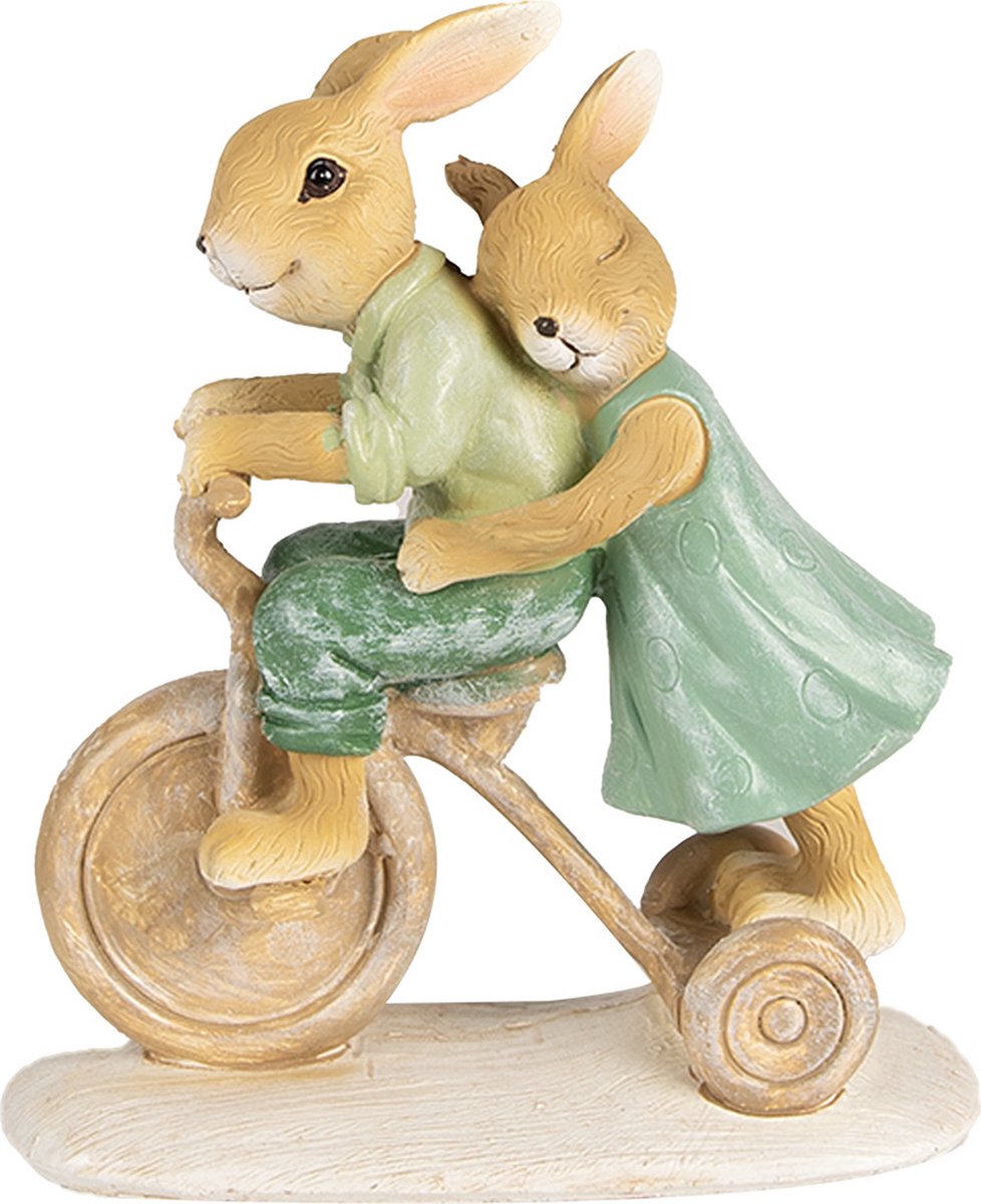 Beeld Konijn 14 cm Bruin Groen Polyresin