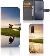 Smartphone Hoesje Geschikt voor Sony Xperia 10 V Flip Case Koe