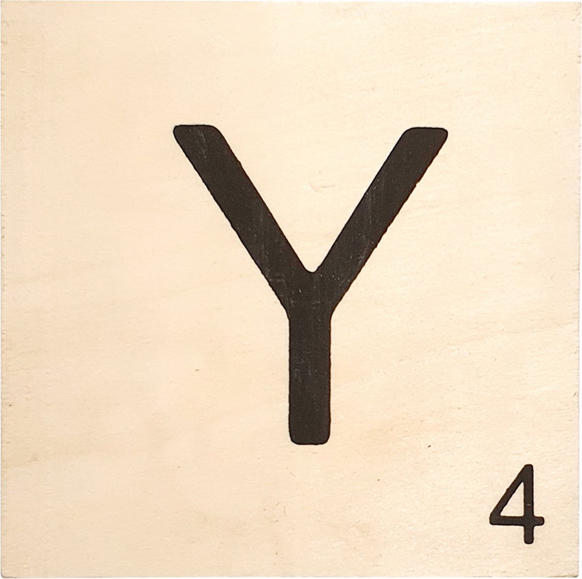 Houten Bordje 10x10x0.5cm - Y - Zwarte Letter/Woordwaarde - Onbehandeld - Onderzetter/Homedeco