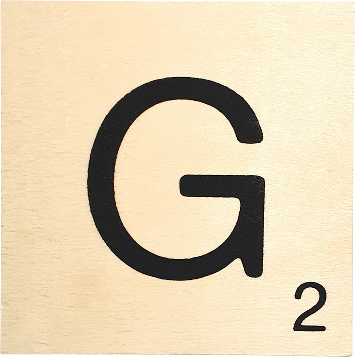 Houten Bordje 10x10x0.5cm - G - Zwarte Letter/Woordwaarde - Onbehandeld - Onderzetter/Homedeco