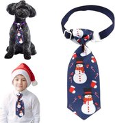 Kerst stropdas - stropdas kind - kinderstropdas - stropdas hond - sneeuwpop blauw - 1 stuks