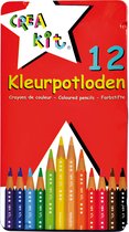 Creakit Kleurpotloden Set Junior - Tekenpotloden - Met doos - Hout - 12 Stuks - Meerkleurig