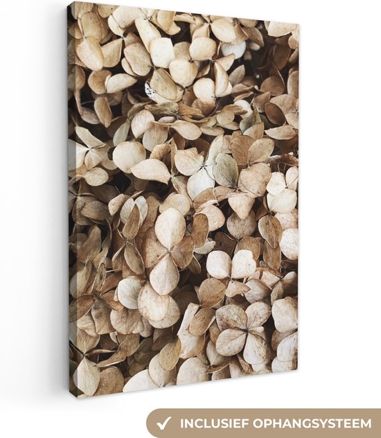 Canvas schilderij 40x60 cm - Bladeren herfst - Kamer decoratie accessoires - Schilderijen woonkamer - Wanddecoratie beige slaapkamer - Muurdecoratie keuken - Wanddoek interieur binnen - Woondecoratie huis