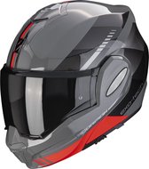 Scorpion EXO-TECH EVO GENRE Grey Black Red - ECE goedkeuring - Maat XS - Integraal helm - Scooter helm - Motorhelm - Zwart - ECE 22.06 goedgekeurd