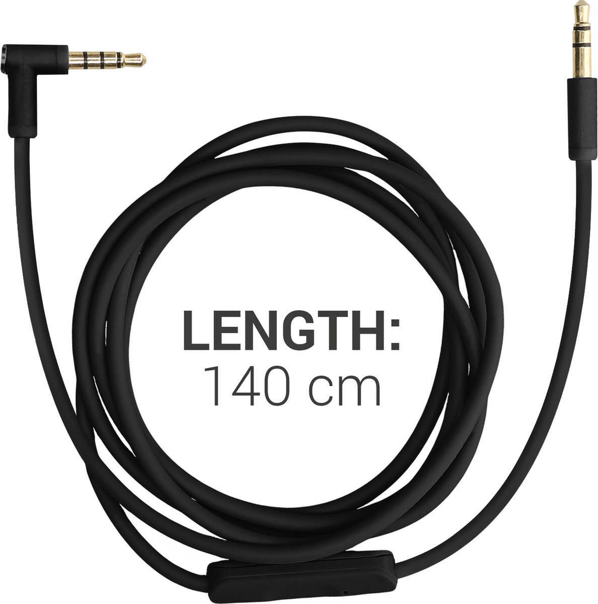 kwmobile koptelefoonkabel geschikt voor Beats Studio 3 / 2 / 1 / Solo 3 / 2 - Reservekabel 140 cm - Met microfoon en volumeregelaar - 3,5 mm aansluiting