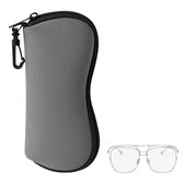 étui à lunettes en néoprène kwmobile - 8x18,5 cm - Avec fermeture éclair et mousqueton - Étui à lunettes en gris