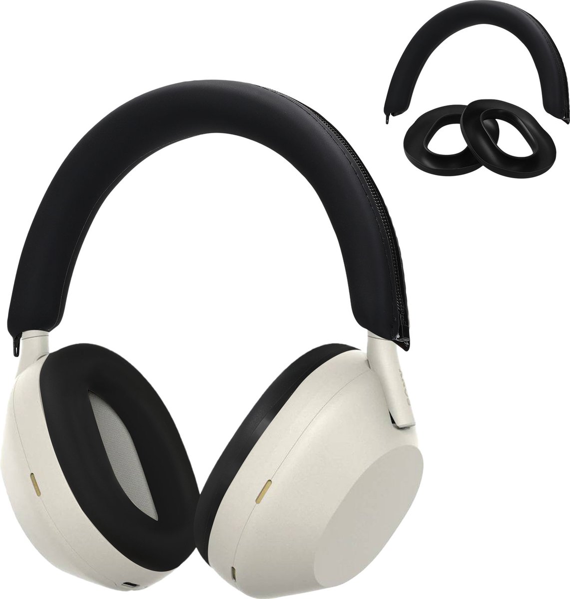 kwmobile siliconen cover voor koptelefoon - geschikt voor Sony WH-1000XM5 - Voor band en oorpads - 3x in zwart