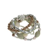 Behave Bracelet Perles marron beige vert menthe 15 cm