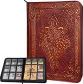 Verzamelmap voor Pokémon kaarten, Magic The Gathering, Lorcana Disney Trading Card Game - 3D PU Leather Spellbook Design - Side Loading Map voor MTG & andere trading card games - 20 Pagina's voor 360 Card Sleeves - Rood