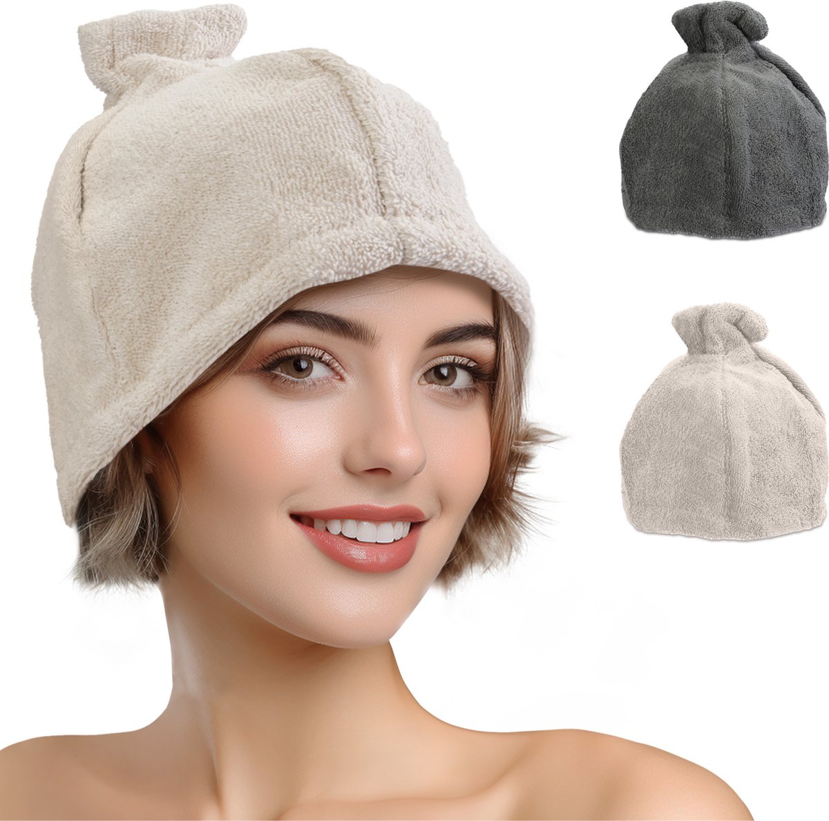 Goedkoopste JEMIDI sauna muts van katoen - Saunamuts voor dames en heren - Comfortabel materiaal - Sauna accessoires - Unisex sauna hoed - One size - Beige