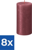 Bolsius Stompkaars Shimmer Red - 13 cm / Ø7 cm - Voordeelverpakking 8 stuks