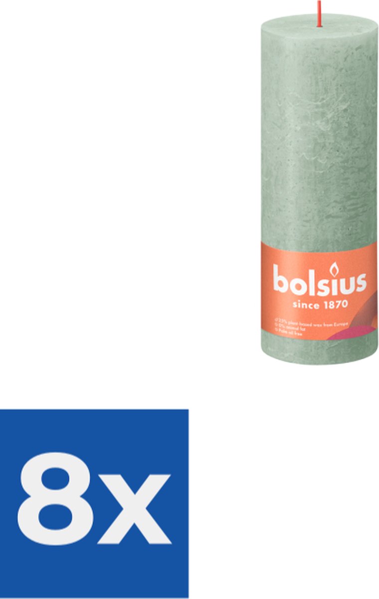 Bolsius Stompkaars Jadegreen Voordeelverpakking 8 stuks