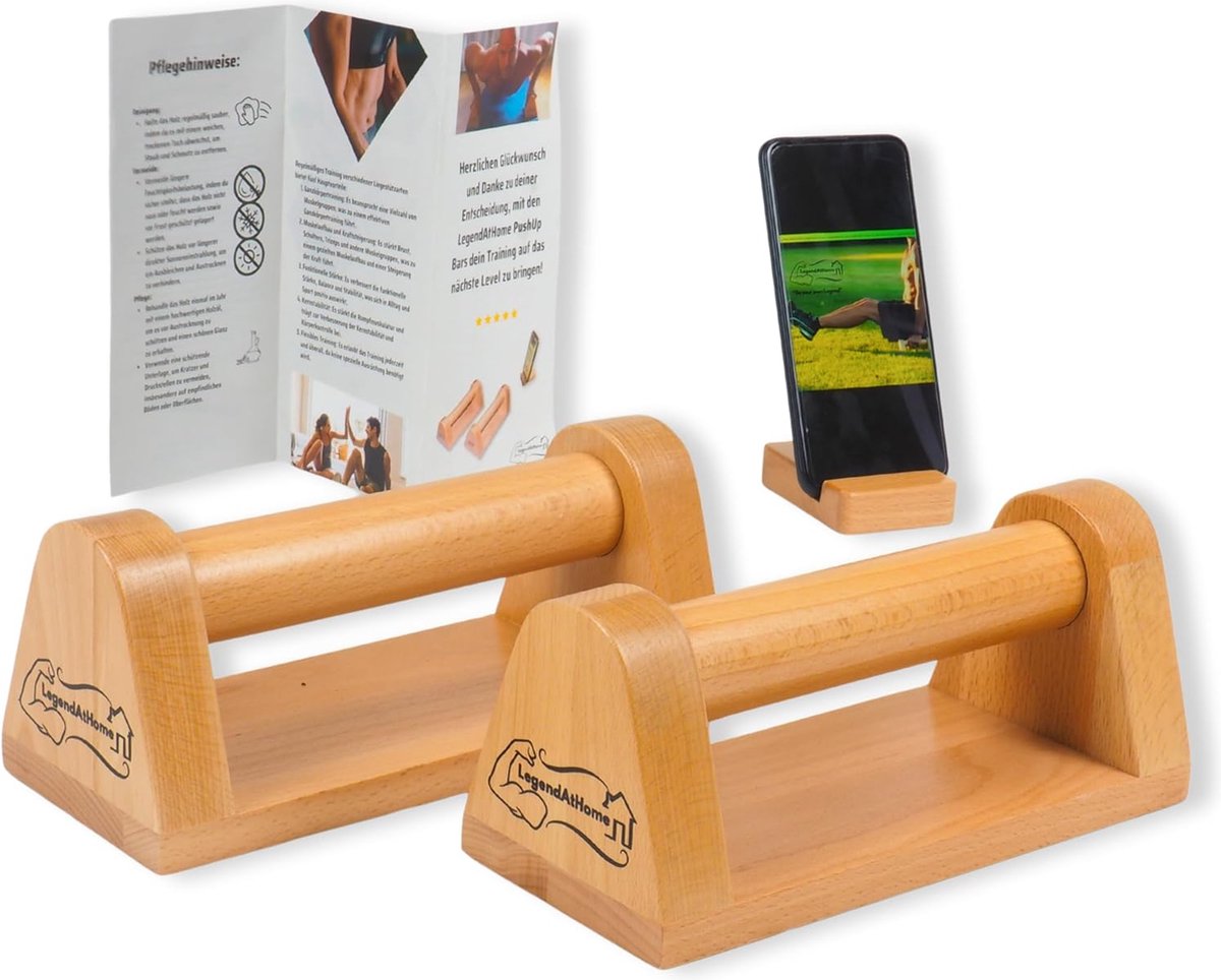 Parallettes Poignées De Pompes En Bois Massif Antidérapantes - Barres Parallèles Musculation