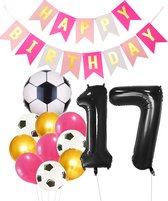 Cijfer Ballon 17 | Snoes Champions Voetbal Plus - Ballonnen Pakket | Roze en Zwart