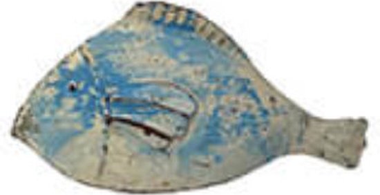 Beeld - gerecyled metaal - ijzeren vis blauw - by Mooss - 27 x 13.5 cm