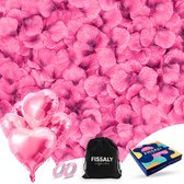 Fissaly 2000 Stuks Roze Rozenblaadjes met Hartjes Ballonnen – Romantische Liefde Versiering – Liefdes Cadeau Decoratie – Love - Rood - Hem & Haar Cadeautje