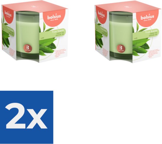 Bolsius - Geurglas 95/95 True Scents Green Tea - Voordeelverpakking 2 stuks