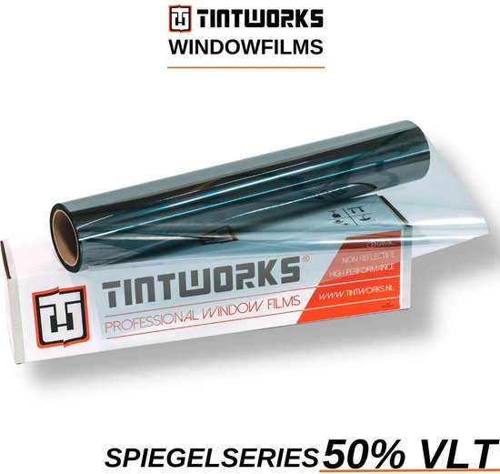 Tintworks Raamfolie spiegeleffect - spiegelfolie - anti inkijk 50% VLT - Normaal glas - 300cm x 91cm - Zonwerend & isolerend - Professionele A-kwaliteit