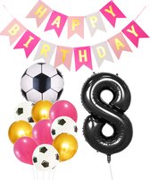 Cijfer Ballon 8 | Snoes Champions Voetbal Plus - Ballonnen Pakket | Roze en Zwart
