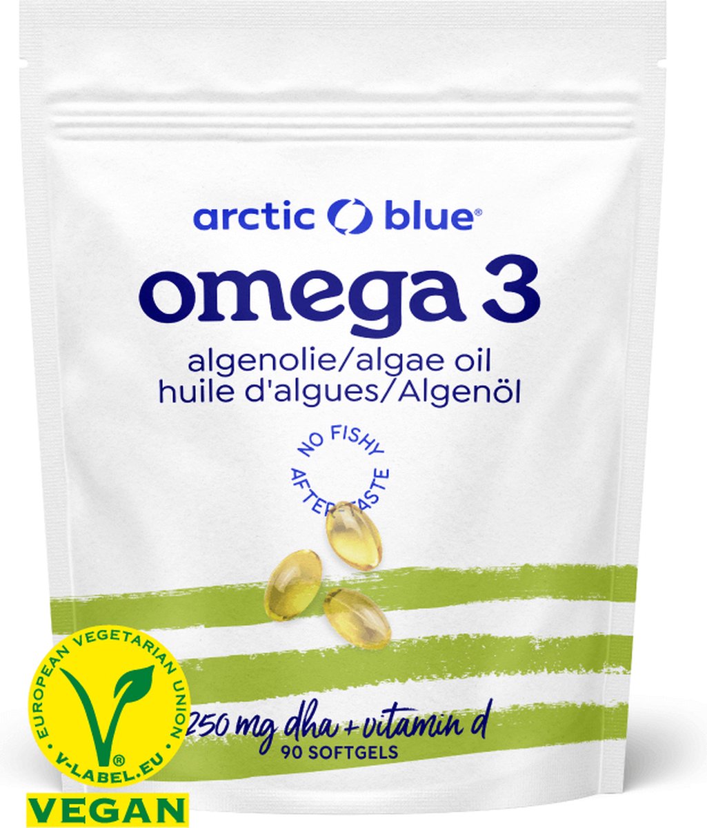 Goedkoopste Arctic Blue - Omega 3 Algenolie Capsules - 250 mg DHA - Met Vit D - 90 doseringen - Vegan Keurmerk