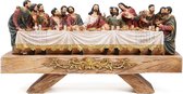 BRUBAKER Het laatste avondmaal - 40 cm kerstfiguur met handbeschilderde figuren - Jezus en zijn 12 discipelen aan tafel - avondmaalscène kerstdecoratie - XL tafeldecoratie van polyhars