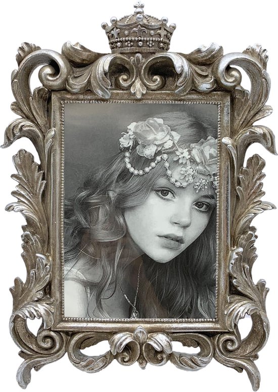 Lnxp Fotolijst repro barok antiek frame met glas 56 x 46 cm rechthoek foto's van 30 x 40 cm of 40 x 30 cm (goud wit duo-kleur