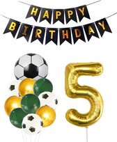 Cijfer Ballon 5 | Snoes Champions Voetbal Plus - Ballonnen Pakket | Groen en Goud