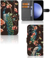 Telefoonhoesje Geschikt voor Samsung Galaxy S23 FE Flipcase Cover Pauw met Bloemen