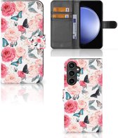 Smartphone Hoesje Geschikt voor Samsung Galaxy S23 FE Flipcase Cadeautjes voor Moederdag Butterfly Roses