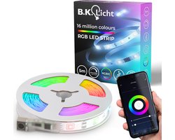 foto van B.K.Licht - RGBIC LED Strip - 5 meter - smart WiFi - USB - muzieksensor - lopende verlichting - slimme verlichting - met App