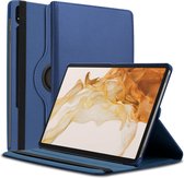360 graden draaibare stand cover Hoes Geschikt voor: Samsung Galaxy Tab S8 2022 / Tab S7 2020 11 inch - Hoesje met Auto Wake Sleep voor Galaxy Tab S8 / S7 SM-X700/X706/T870/T875/T876 - donker blauw