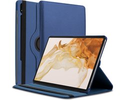 360 graden draaibare stand cover Hoes Geschikt voor: Samsung Galaxy Tab S8 Ultra 16.4 inch - Hoesje met Auto Wake Sleep voor SM-X900 X906 - donker blauw