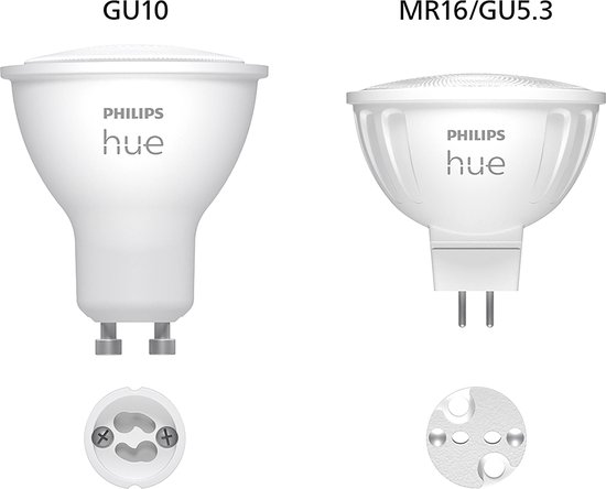 Philips Hue Starterspakket - GU5.3 - met 4 Spotjes (MR16) - 12V - Wit en Gekleurd Licht - Incl. 1 Bridge - Hue White and Color Ambiance
