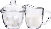 Suikerpot en melkkan set glas melk & suiker set melk en suiker set glas met deksel melk & suikercontainer suikerpot servies koffieservies voor melk koffie thee
