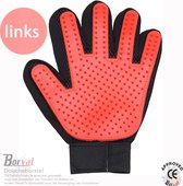 Borvat® - Dierenborstel handschoen - Huisdierhaar verwijderaar - Hondenborstel handschoen - Handschoen kat - Rood - links - 1 stuk
