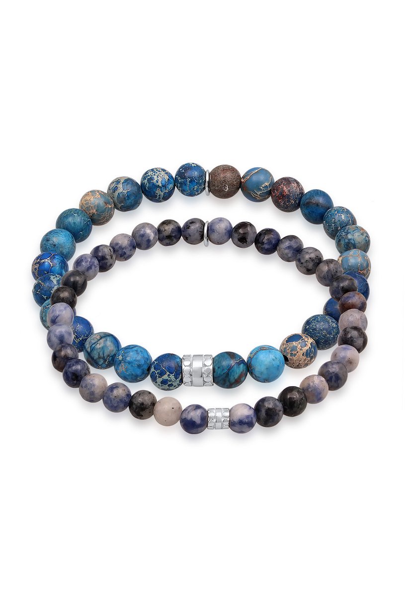 KUZZOI - Armband - Heren Kraalen Set met Agaat Edelsteen in 925 Sterling Zilver - Heren