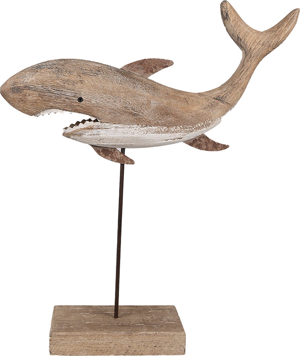Decoratie Beeld Haai 37 cm Bruin Hout