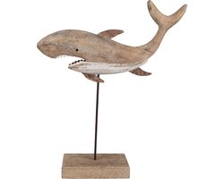 Clayre & Eef Decoratie Beeld Haai 37 cm Bruin Hout