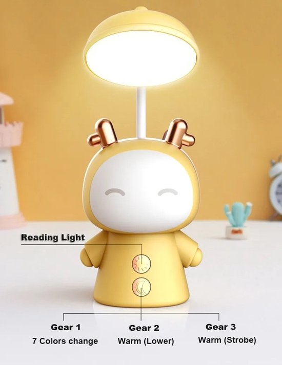 Lampe de bureau mignonne rechargeable par USB, lampe de bureau portable à intensité réglable, veilleuse LED, joli cadeau pour enfants Goren