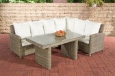 Clp Minari Lounge Dining Set - 5mm Poly-rotan - 5 mm ronde rotan : grauwgemeleerd overtrek: cremewit