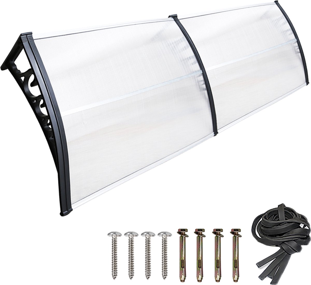 Vigevee Luifel voor voordeur, 300 x 100 cm, transparant, polycarbonaat, overkapping, huisdeurluifel, huisdeur, deurdak voor buiten, zonwering, regenbescherming