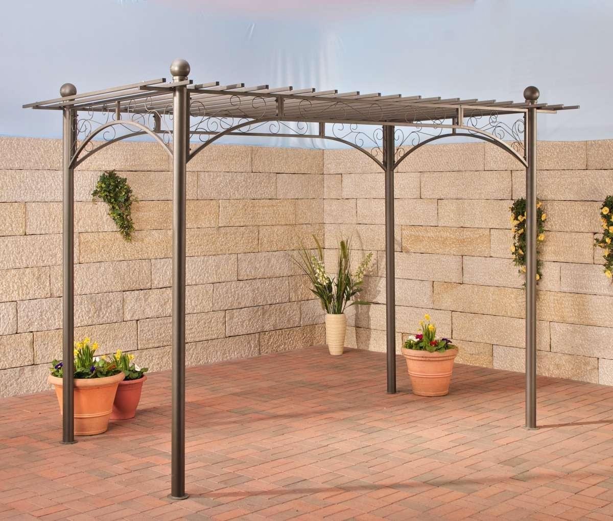 CLP Pergolapaviljoen ULPGAR 01 A, metaal met poedercoating, paviljoen, tuinpaviljoen terrasoverkapping, rozenboog, tuinboog, klimop, rankhulp, afmeting ca. 310 x 190 cm, hoogte ca. 230 cm, rechthoekig antraciet