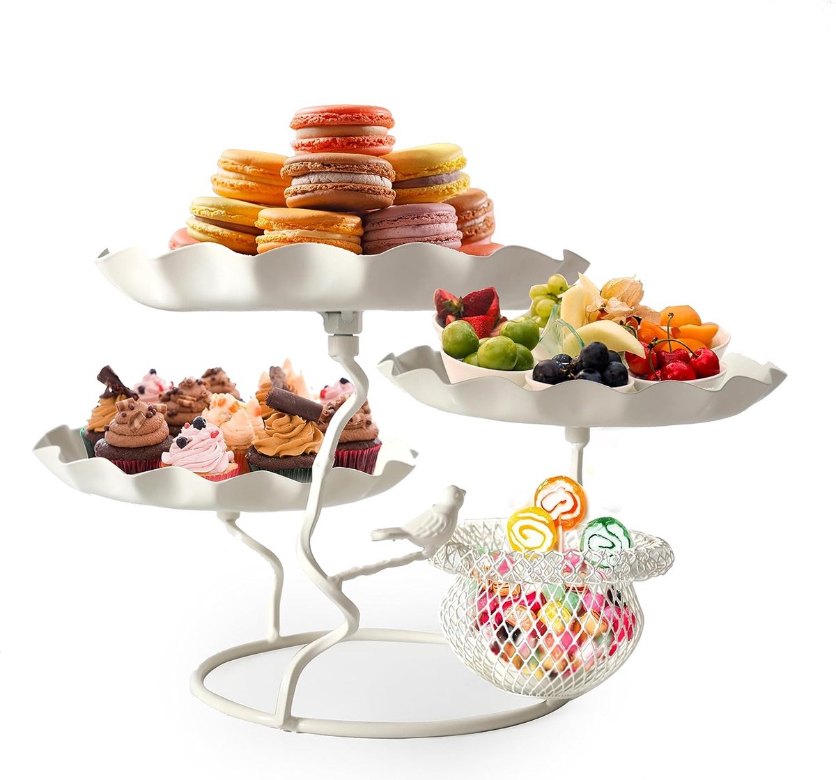 3 lagen beige cupcakestandaard
