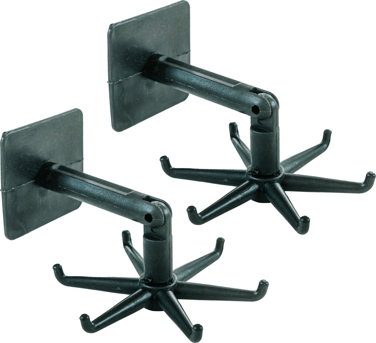 Oliva's - Zelfklevende keukengerei houder - Ophanghaken - Keuken organizer 6 haken - 360 graden draaibaar - Set van 2 stuks